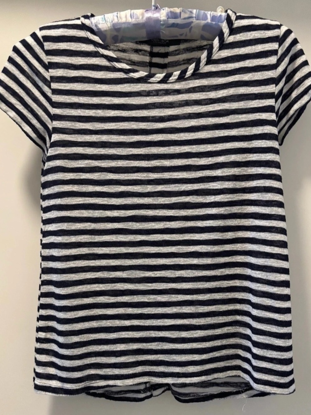 Coin 1804 Striped Short Sleeve Top in Blue & White